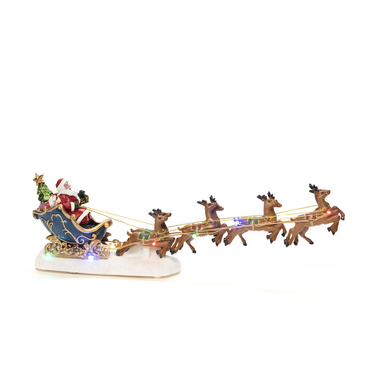 Lit Santa in Sleigh with Reindeer - image 2