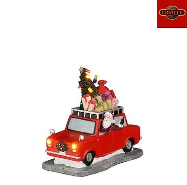 Luville Santa in car Battery Operated 10.5cm