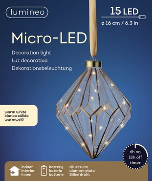 Micro LED Diamond Clear w/Gold Lattice Battery operated - image 2