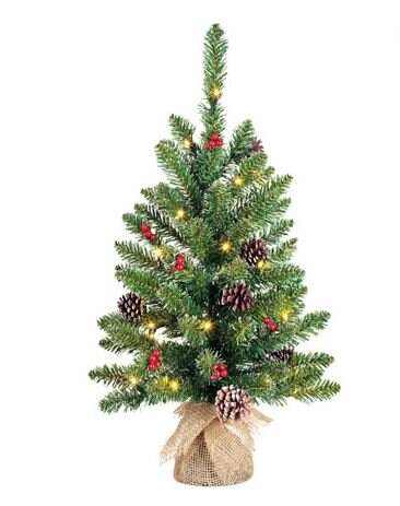 Pre-Lit Creston Tree with jute base 20L 60cm