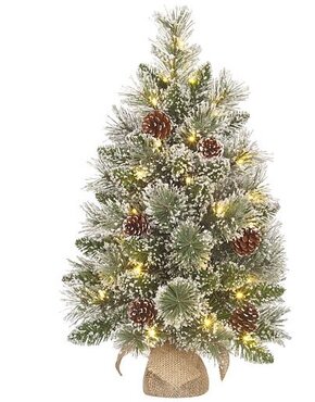 Pre-Lit Vandans Frosted Tree with jute base  20L 60cm