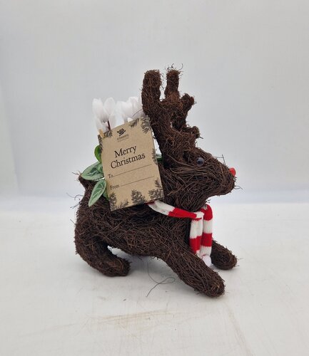 Sitting Reindeer with Scarf Planter - image 1