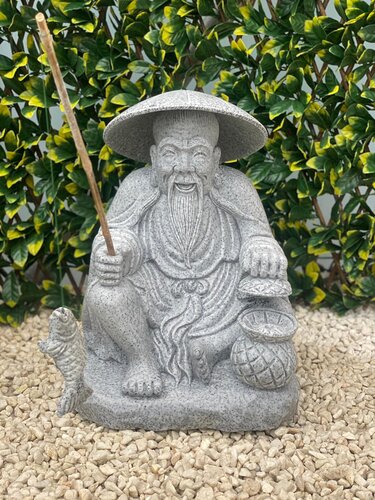 Statue Fisherman Sitting Grey