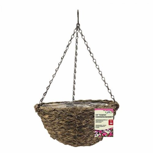 Tawny Faux Rattan Basket 14" - image 1