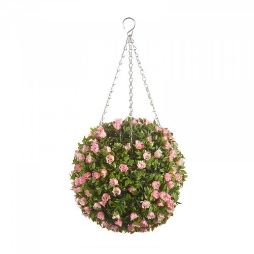 Faux Topiary Pink Rose Ball 30cm - image 1