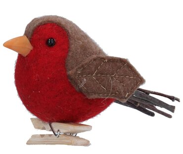 Tree Dec Felt/Twig Robin On Peg 8cm