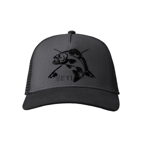 YETI Dark Grey/Black Fishing Bass Trucker Hat